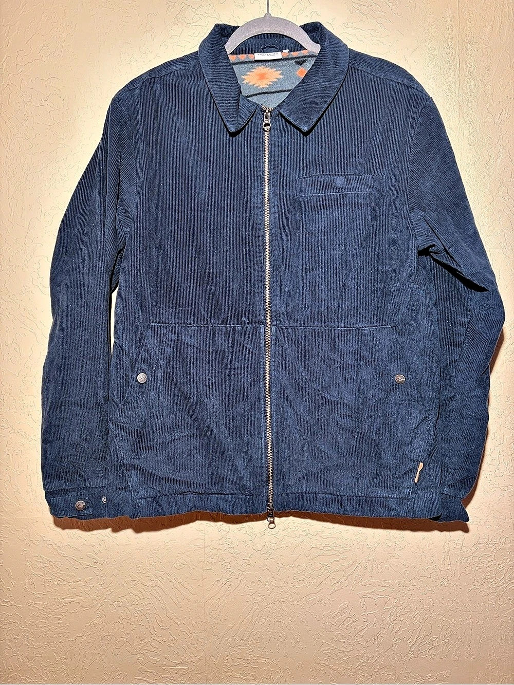 Passenger Kodiak Sherpa Lined Cord Overshirt Blue Medium